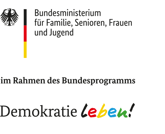 Logo des Bundesprogrammes "Demokratie leben" des Bundesministerium für Familie, Senioren, Frauen und Jugend